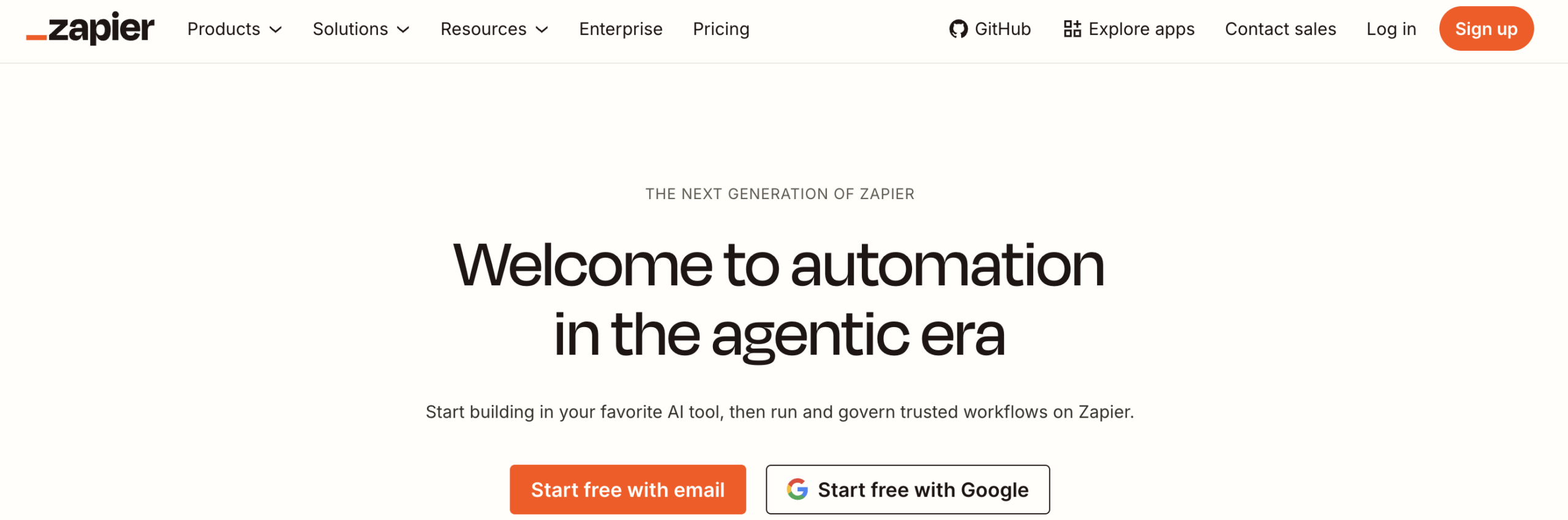 Zapier home page A screenshot of Zapier home page
